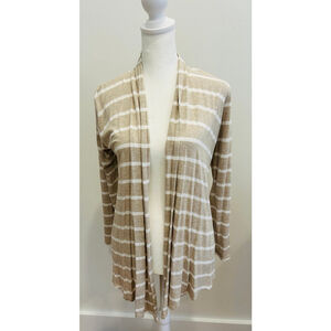 Cardigan women small  Tan & white stripes